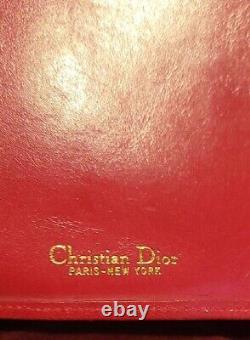 Vintage Christian Dior Bordeaux Porte-monnaie En Cuir Rouge Bifold