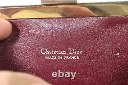 Vintage Christian Dior Logo Bourgogne Tapisserie Toile Sac Petit Embrayage