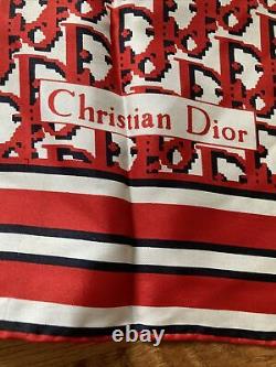 Vintage Christian Dior Scarf Square Trotter Logo En Rouge