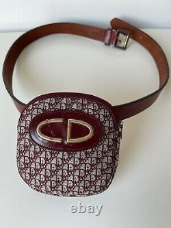 Vintage Christian Dior Trotter Waist Belt Bag Monogram Fanny Pack Bordeaux Rouge