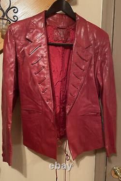Vintage Claude Montana Pour Ideal Cuir Made In Paris Red Lambskin Leather Blazer