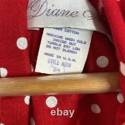 Vintage Diane M. Femme Taille 3 /4 Rouge Et Blanc Polka Dot MIDI Prairie Robe De Style