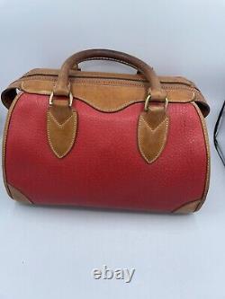 Vintage Dooney & Bourke Red Leather Regal Gladstone Sac De Chasse À L'épaule Voir Les Pics