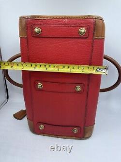 Vintage Dooney & Bourke Red Leather Regal Gladstone Sac De Chasse À L'épaule Voir Les Pics