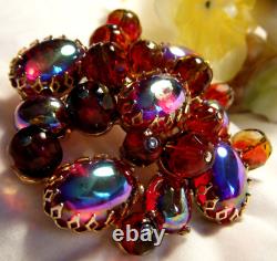 Vintage High End Livre Schiaparelli Ruby Red Strass Perle Cabochon Brooch Pin