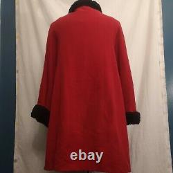 Vintage Laine Vierge Rouge Cashmere Over Coat Admyra Uk 14 Made In The England