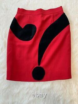 Vintage Moschino Cheap & Chic Classic Red Wool Question Mark Jupe Taille Us 10
