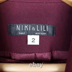 Vintage Niki & LILI Robe Et Coat De Vin De Couleur Assorti Set Elégant Classic Taille 2