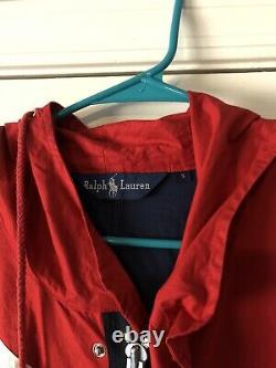 Vintage Polo Ralph Lauren Femmes Rare Veste Rouge Blanc Bleu USA Petit 90s