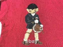 Vintage Ralph Lauren Polo Sport Equestrian Bear Hand Knit Sweater Medium Rare