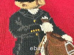 Vintage Ralph Lauren Polo Sport Equestrian Bear Hand Knit Sweater Medium Rare