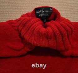 Vintage Ralph Lauren Red Turtleneck Poids Lourd Laine Femmes Tweater Taille Moyenne