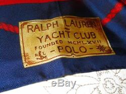 Vintage Ralph Lauren Yacht Club Polo Foulard En Soie Drapeau Multicolor Or Rouge Bleu