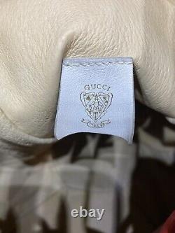 Vintage Rare Authentic Gucci Bucket Bag Cuir Blanc & Rouge Made In Italy