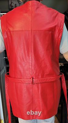 Vintage Red Leather Echtes Leder Femmes Ceinturé Veste / Tunique (gucci Look)