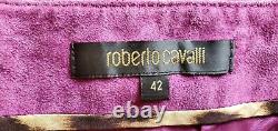 Vintage Roberto Cavalli Bourgogne Suede Tulle Plissée Mini Jupe Taille 42