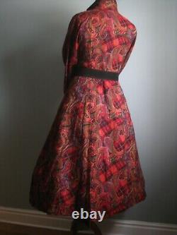 Vintage Rouge Duster Dress Coat 8 10 Velours Boho Victorian Retro Smoking Veste