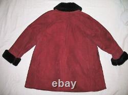 Vintage Spolek 100% Real Sheepskin Shearling En Cuir Coat Red Sz M