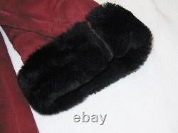 Vintage Spolek 100% Real Sheepskin Shearling En Cuir Coat Red Sz M