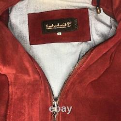 Vintage Timberland Hommes Femmes Rouge Suede Veste Taille Petits Epaules Pads Heavy