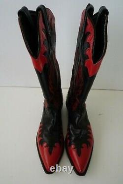 Vintage Tony Lama Fire Walker Bottes Cowboy Femmes 6b Rouge Et Noir