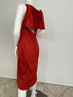 Vintage Valentino Petite Robe Rouge, En Soie W Flutter Capelet Retour 10 Convient Us 4-6