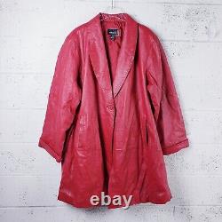 Vintage Venezia Femmes Plus Taille 28w Rouge Cuir Swing Coat One Button