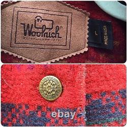 Vintage Woolrich Rouge Floral Sud-ouest Aztec Laine Blanket Veste Manteau L Femmes