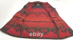 Vintage Woolrich Sud-ouest Aztec Laine Blanket Long Veste Taille De Manteau XL Rouge