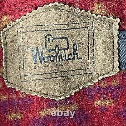 Vintage Woolrich Wool Navajo 5 Bouton Southwestern Blanket Sz Petite Veste Rouge