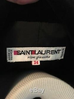 Vintage Yves Sain Laurent Rive Gauche Plaid Bordure Velours Veste En Laine Blazer 34