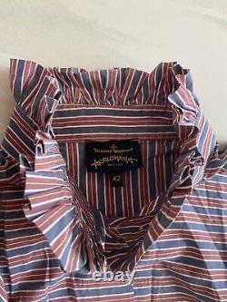 Vivienne Westwood Anglomania Chemise Vintage Rouge Et Rayures Bleues Taille 42 (uk 8 10)