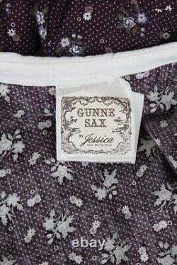 Vtg 70s Gunne Sax Robe Bourgogne Calico Floral Pays Prairie Dentelle Collier Mini
