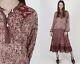 Vtg 70s Inde Gauze Robe Airy Or Floral Timbre Folk Festival Tiered Midi Mini