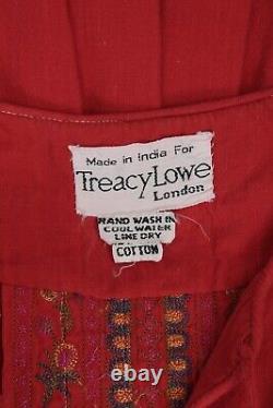 Vtg 70s Treacy Lowe London Brodé Inde Robe Ethnic Pockets Caftan Maxi
