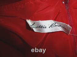 Vtg 80s Lillie Rubin Red Satin Bow Corset Formel Soirée Corset Sans Bretelles Dress