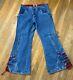 Vtg 90s Macgirl Blue Red Baggy Rave Skater Pantalons Jeans Rare Macgear Jnco Sz 15