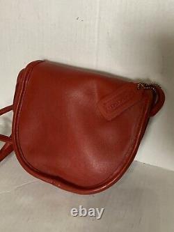 Vtg Coach Red Leather Crossbody Bag USA Flap Glove Soft Turnlock Saddle