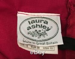 Vtg Laura Ashley Rouge 100% Robe De Ceinture Puff Coton Us 10 Uk 12 Eur 38 GB