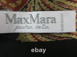 Vtg Max Mara Femmes 8 Or Noir Rouge Paisley LS 100% Soie Blazer Veste Italie