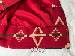 Vtg Pendleton Western Red Aztec Pattern Laine Longueur Complete Button Up Veste Manteau