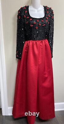 Vtg. Rêve. Victoria Royal Red Sequine Gown Maxi Dress6exquis