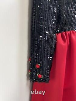Vtg. Rêve. Victoria Royal Red Sequine Gown Maxi Dress6exquis
