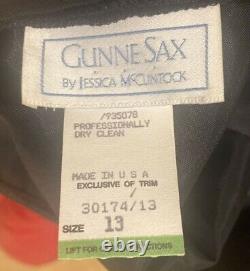 Vtg Robe Gunne Sax Jessica Mcclintock 13 Noir Velvet Bodice Rouge Jupe Complète USA