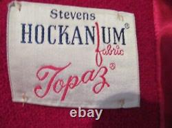 Vtg Stevens Hockanum Dbl Breasted Long Red Wool Boucle Coat Mink Collar S/m