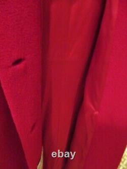 Vtg Stevens Hockanum Dbl Breasted Long Red Wool Boucle Coat Mink Collar S/m