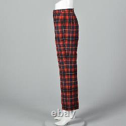 Xs 1970 Laine Pendleton Pantalon À Carreaux Vintage Rouge Plat Doublé Devant Pieds Fuselés