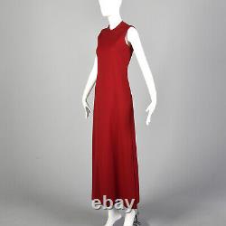 Xs 1970s Robe Maxi Rouge Sexy Side Slits Automne Hiver Poids Moyen 70s Vtg