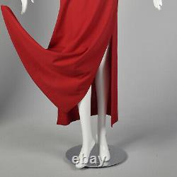 Xs 1970s Robe Maxi Rouge Sexy Side Slits Automne Hiver Poids Moyen 70s Vtg