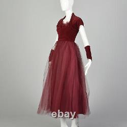 Xxs 1940s Robe De Bal Vintage Robe De Bal Vtg 40s Vieille Demoiselle D'honneur Gantelets